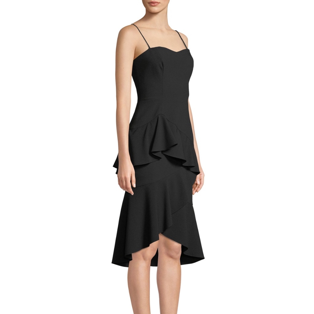 Black Halo Barbados Slip Dress Ruffle Hem NWT 10 - Picture 3 of 3